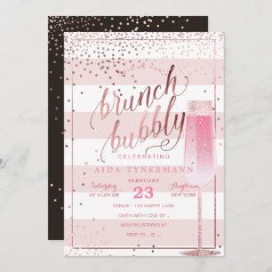 PixDezines Bruch+Bubbly Faux Rose Gold Confetti Invitation
