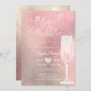 PixDezines Brunch Bubbly/Confetti+Ombre Rose Invitation