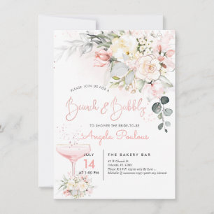 PixDezines Brunch Bubbly Cream Blush Roses Invitation