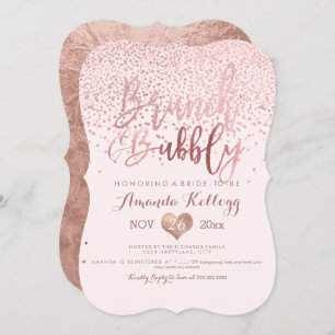 PixDezines Brunch N Bubbly/Rose Gold Confetti Invitation