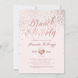 PixDezines Brunch N Bubbly/Rose Gold Confetti Invitation
