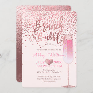 PixDezines Brunch N Bubbly/Rose Gold/Confetti Invitation