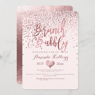 PixDezines Brunch N Bubbly/Rose Gold Confetti Invitation