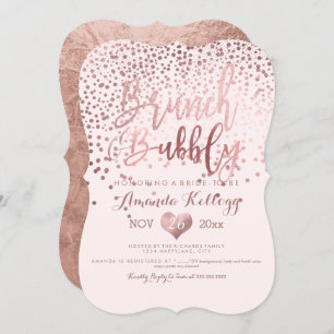 PixDezines Brunch N Bubbly/Rose Gold Confetti Invitation