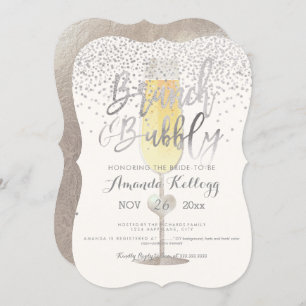PixDezines Brunch N Bubbly/Silver Confetti Invitation