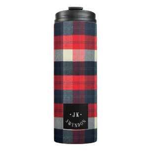 PixDezines Buffalo Plaid, Lumber Jack Monogram Thermal Tumbler