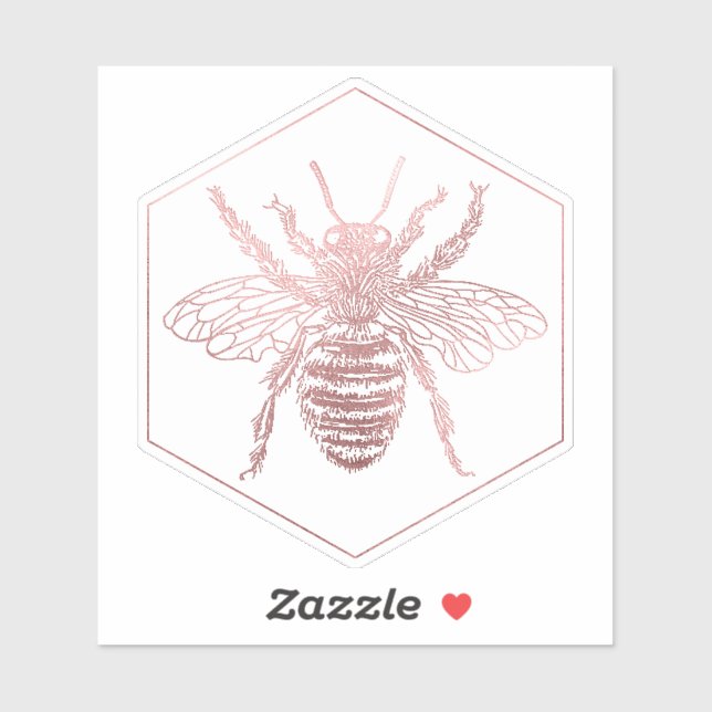 PixDezines Bumble Bee+Honeycomb, Faux Rose Gold (Sheet)