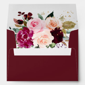 PixDezines Burgundy Blush Pink Flowers DIY Colours Envelope