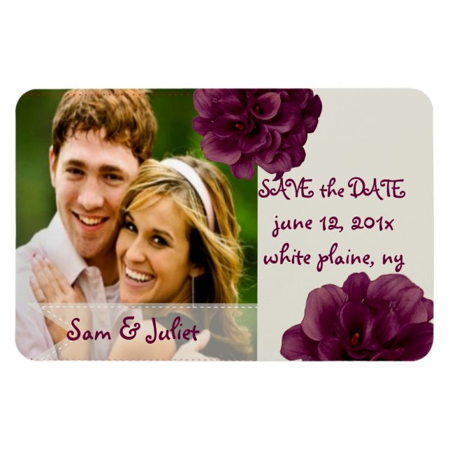 PixDezines burgundy calla save date/DIY colour Magnet (Horizontal)