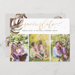 PixDezines Burgundy Monstera Faux Gold Save The Date