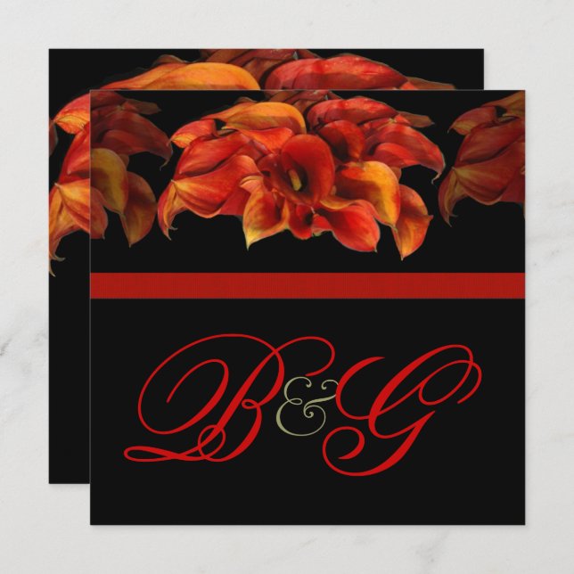 PixDezines BURNT ORANGE CALLA LILY INVITATIONS (Front/Back)