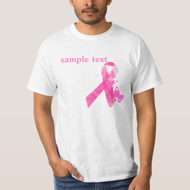 PixDezines Cancer Awareness, Pink Ribbon T-Shirt (Front)