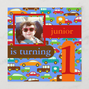 PixDezines cars+trucks/ birthday/DIY colour/blue Invitation