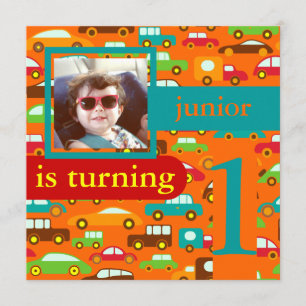 PixDezines cars+trucks/ birthday/DIY colour Invitation