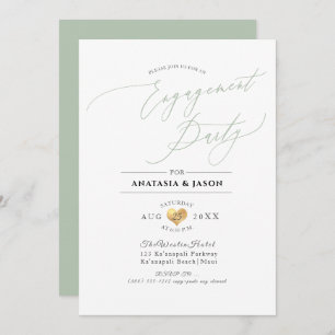 PixDezines Celadon Green Engagement Party Invitation