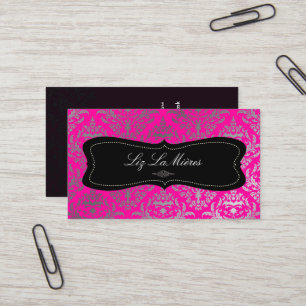 PixDezines Céline Damask / Faux Silver /DIY colour Business Card