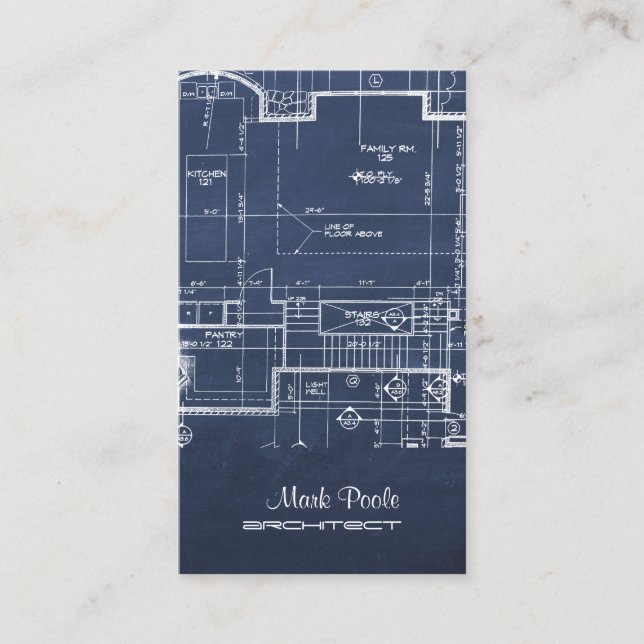 PixDezines chalkboard architect blueprints Business Card (Front)