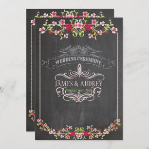 PixDezines chalkboard/floral/diy background colour Invitation