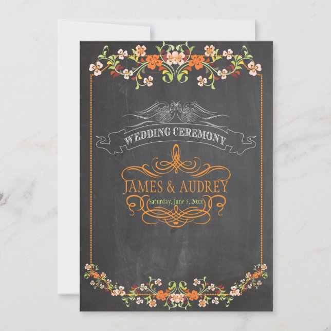 PixDezines chalkboard/floral/diy background colour Invitation (Front)