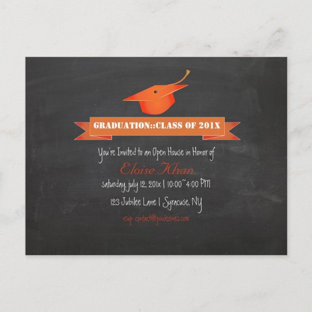 PixDezines chalkboard graduation Invitation Postcard (Front)