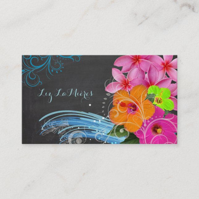 PixDezines chalkboard hula waves/DIY background Business Card (Front)