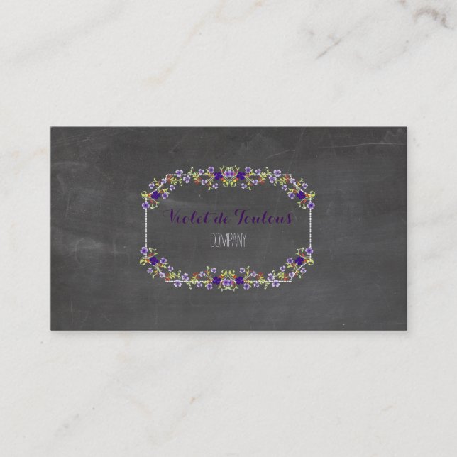PixDezines Chalkboard+Petite Fleurs Business Card (Front)
