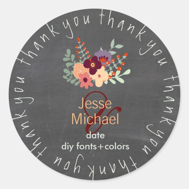 PixDezines chalkboard petite fleurs/DIY text Classic Round Sticker (Front)