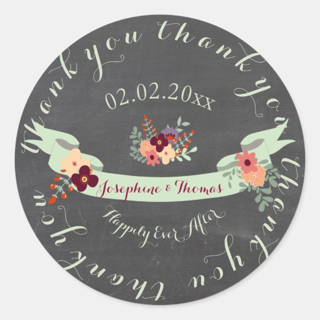 PixDezines chalkboard petite fleurs/DIY text Classic Round Sticker (Front)