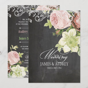 PixDezines CHALKBOARD/ROCOCO/VINTAGE ROSES Invitation