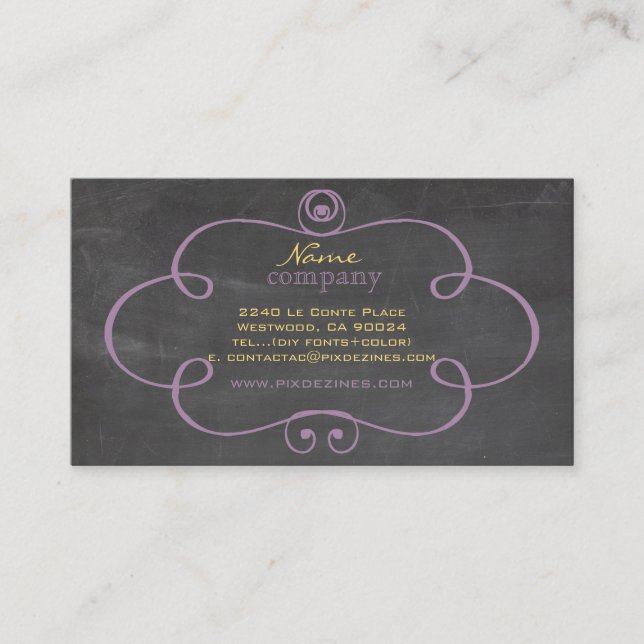 PixDezines chalkboard+scrolls frame Business Card (Front)