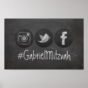 PixDezines Chalkboard Social Media Hashtag Poster