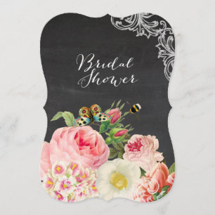 PixDezines chalkboard/victorian roses/bridal showe Invitation