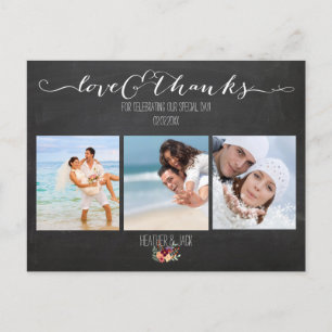 PixDezines chalkboard/wedding photos thank you Postcard