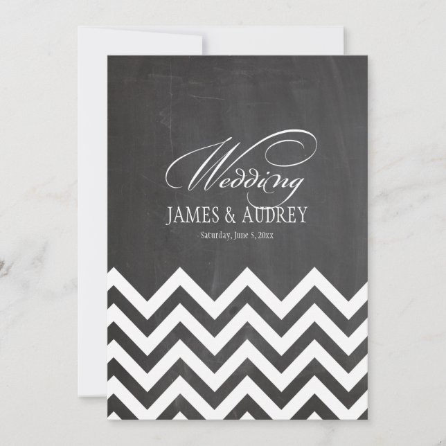 PixDezines chalkboard/white chevron Invitation (Front)