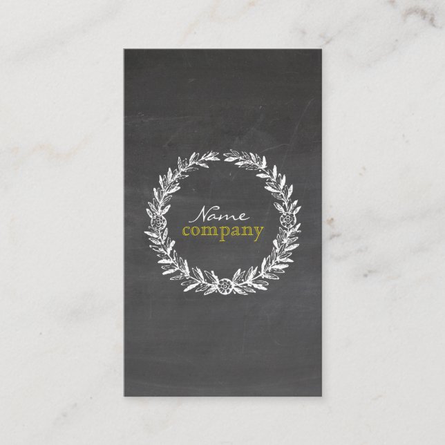 PixDezines chalkboard+wreath frame Business Card (Front)