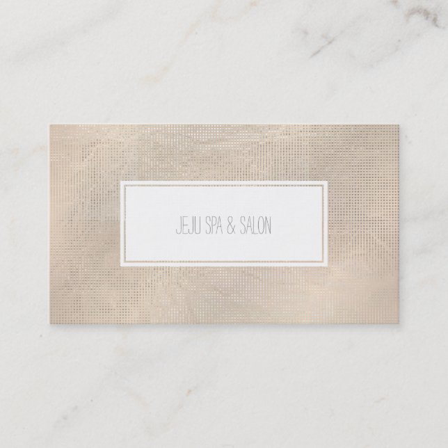PixDezines champagne plaid/faux silver Business Card (Front)
