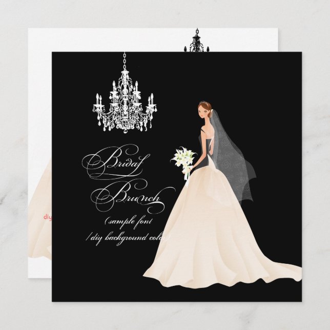 PixDezines Chandelier Bridal Brunch/DIY colour Invitation (Front/Back)