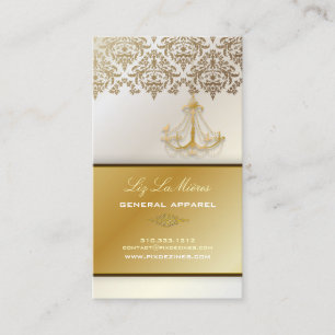 PixDezines Chandelier + Damask/pearly white Business Card
