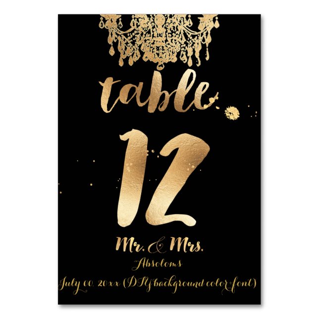 PixDezines Chandelier/Faux Gold/Table 12 Table Number (Front)