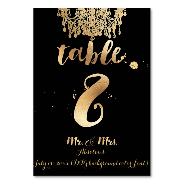 PixDezines Chandelier/Faux Gold/table 8 Table Number (Front)
