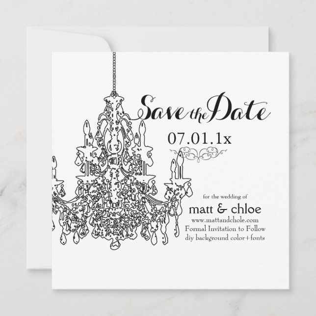 PixDezines chandelier/save date/diy colour Save The Date (Front)
