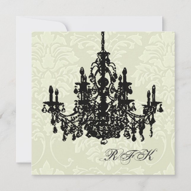 PixDezines Chandelier/white damask, Bridal Shower Invitation (Front)