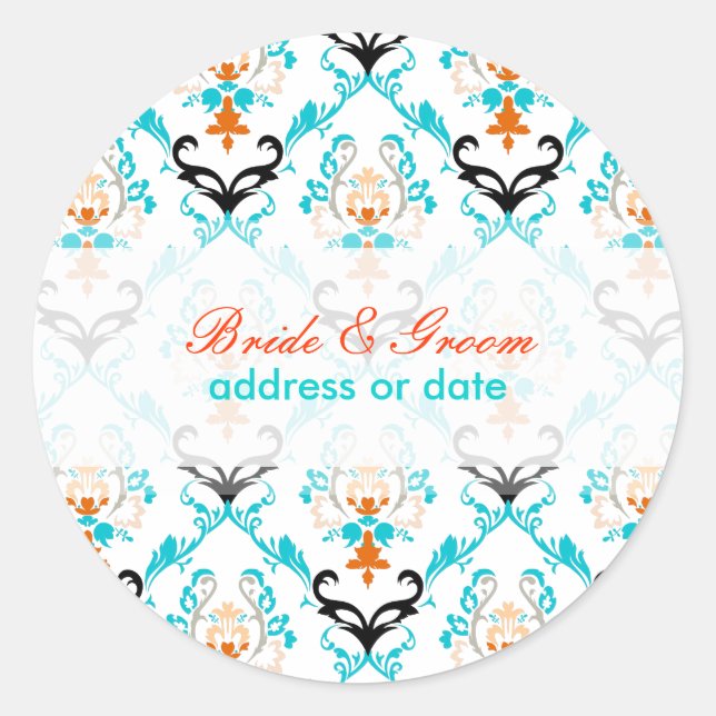 PixDezines chantal damask/diy colour Classic Round Sticker (Front)