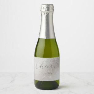 PixDezines Cheers Faux Silver Label+ Confetti Sparkling Wine Label