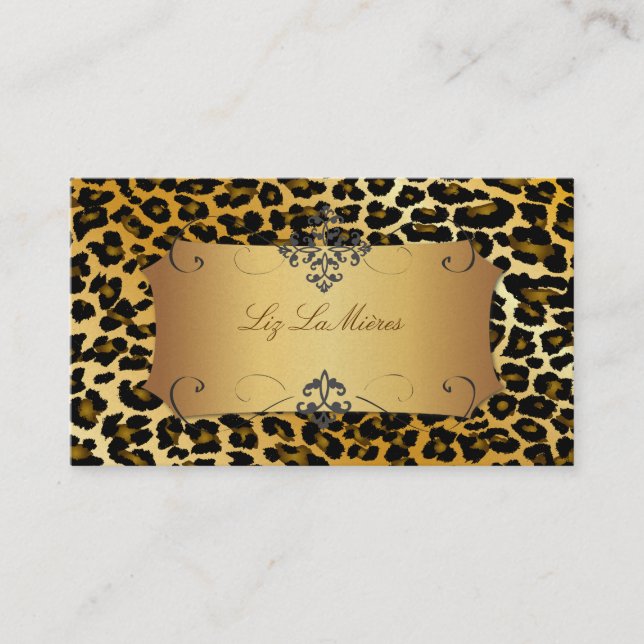 PixDezines cheetah spots/metallic gold stock Business Card (Front)