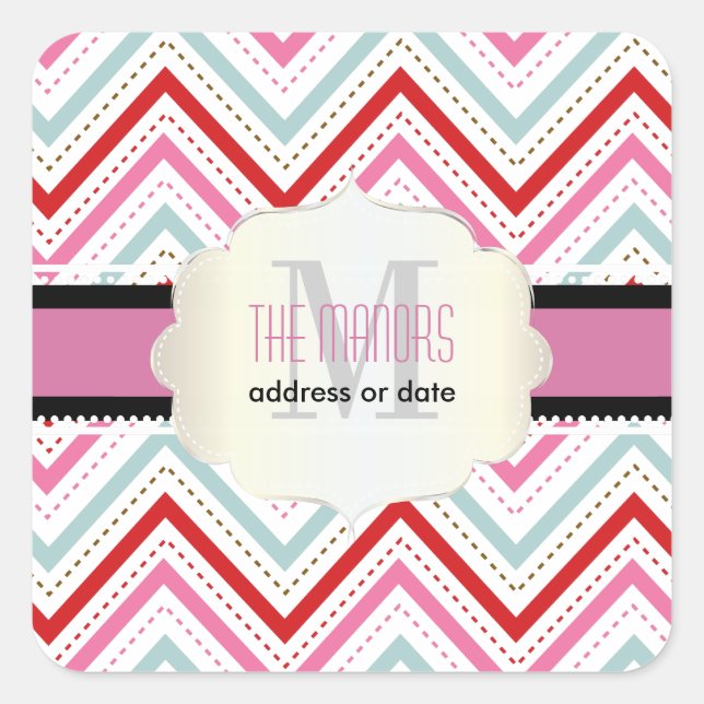 PixDezines Chevron/Christmas/DIY colours Square Sticker (Front)