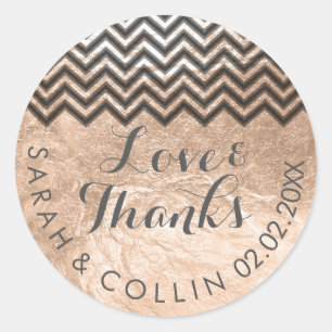 PixDezines chevron/faux champagne/thanks Classic Round Sticker