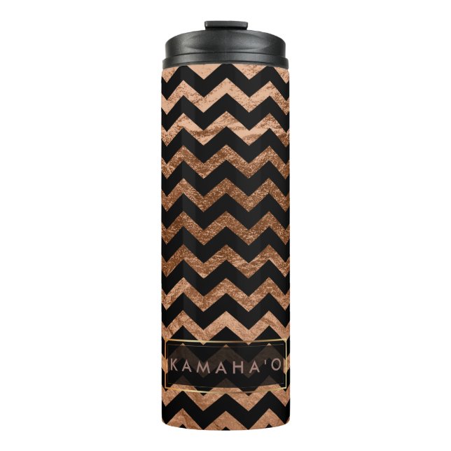 PixDezines Chevron/Faux Metallic Copper Thermal Tumbler (Front)