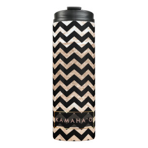 PixDezines Chevron/Faux Metallic Rose Gold Thermal Tumbler