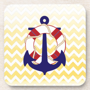 PixDezines chevron/nautical/watercolor Coaster